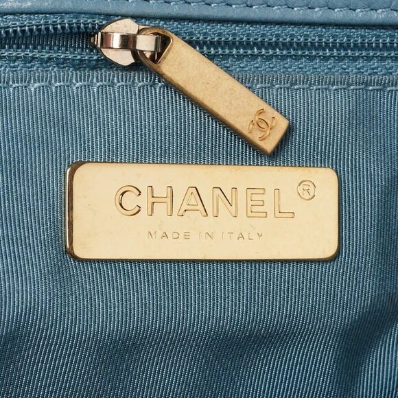 Chanel Light Blue Quilted Goatskin Leather Chanel 19 Small Flap Bag - Picture 9 of 10